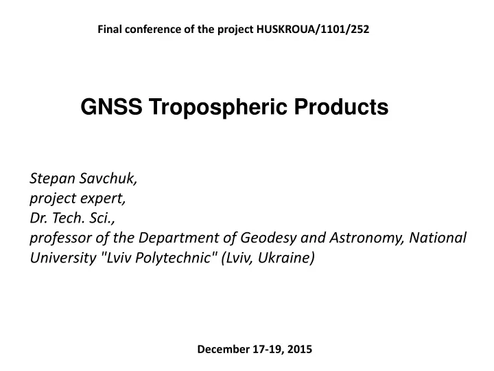 gnss tropospheric products