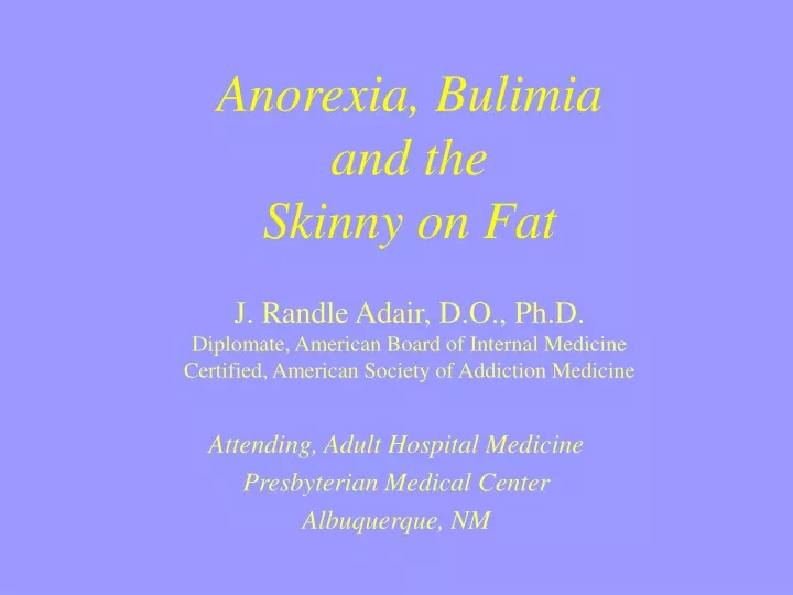 anorexia bulimia and the skinny on fat j randle