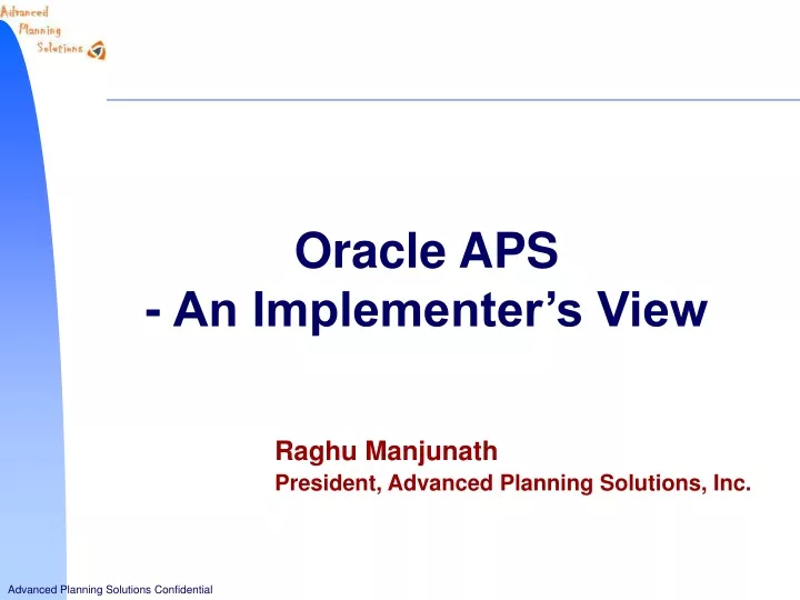oracle aps an implementer s view