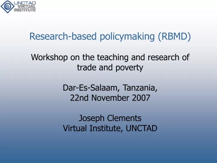 research based policymaking rbmd workshop