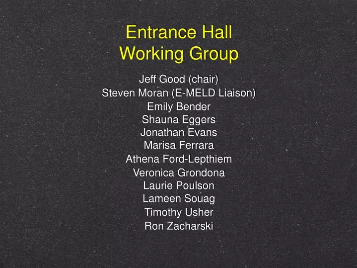 entrance hall working group