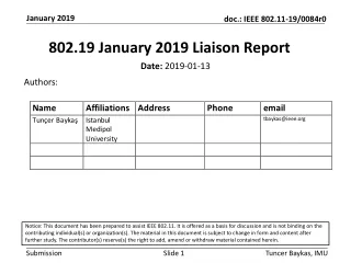 802.19 January 2019 Liaison Report