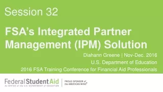 FSA’s Integrated Partner Management (IPM) Solution