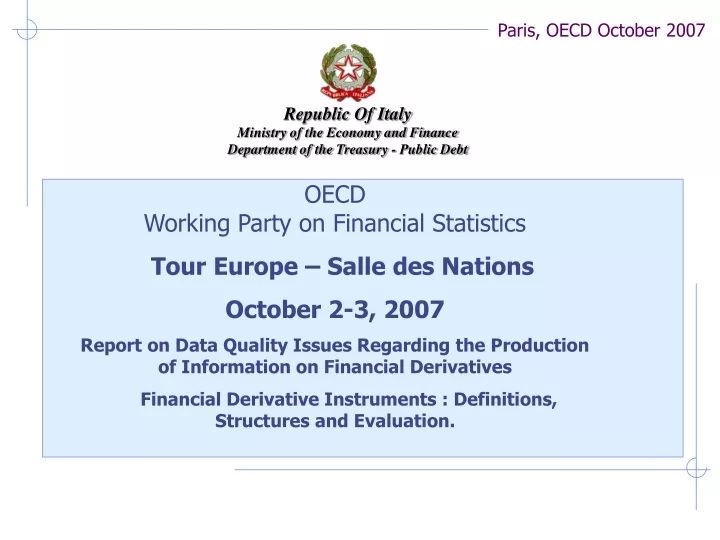 oecd working party on financial statistics tour