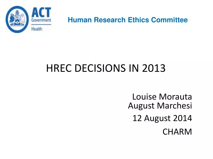 human research ethics committee