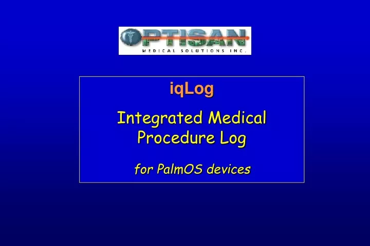 iqlog integrated medical procedure log for palmos