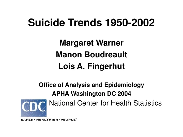 suicide trends 1950 2002