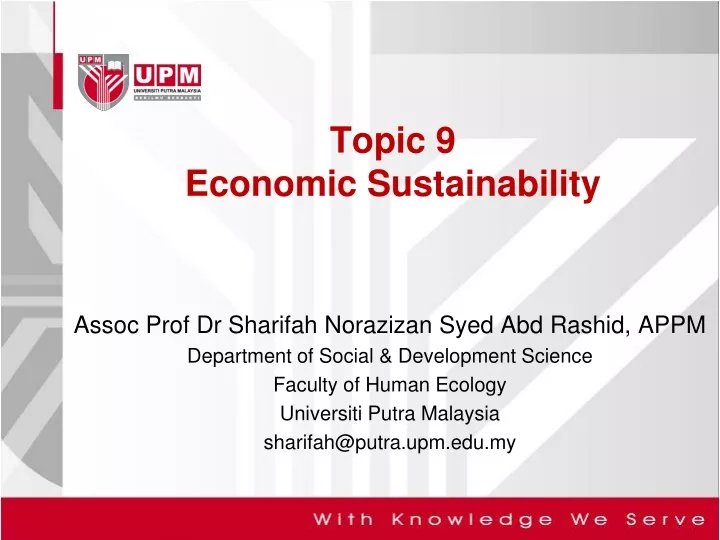 topic 9 economic sustainability