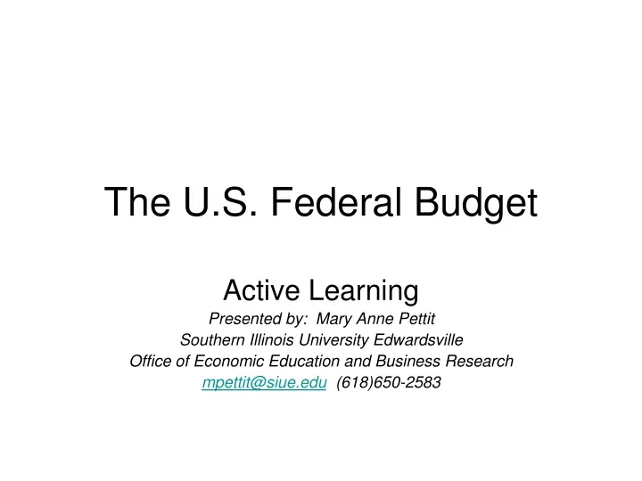 the u s federal budget