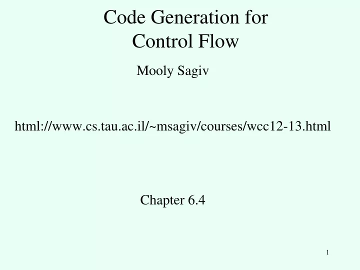 code generation for control flow