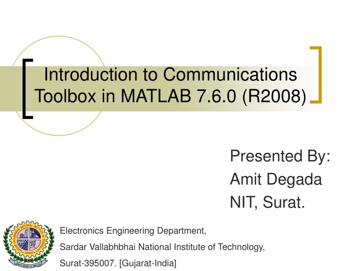 introduction to communications toolbox in matlab 7 6 0 r2008