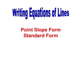 Point Slope Form Standard Form