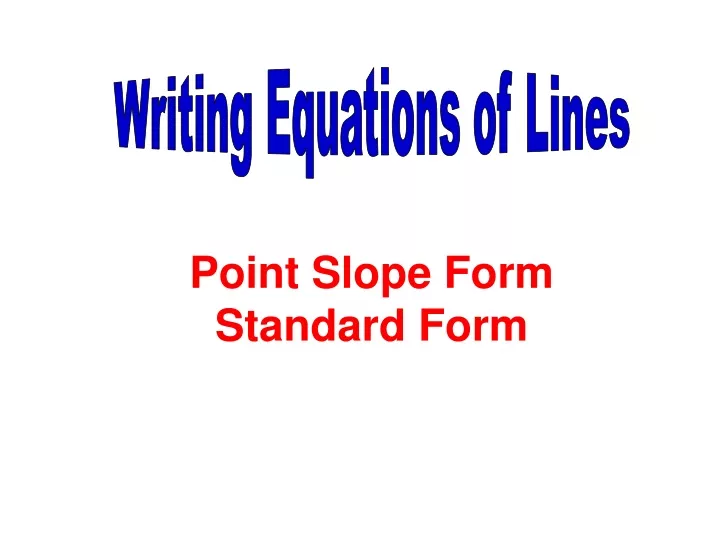 point slope form standard form
