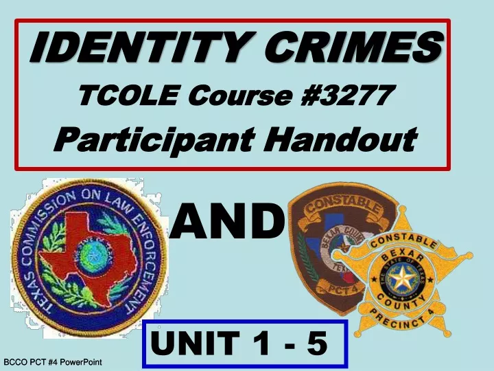identity crimes tcole course 3277 participant