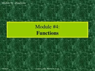 Module #4: Functions