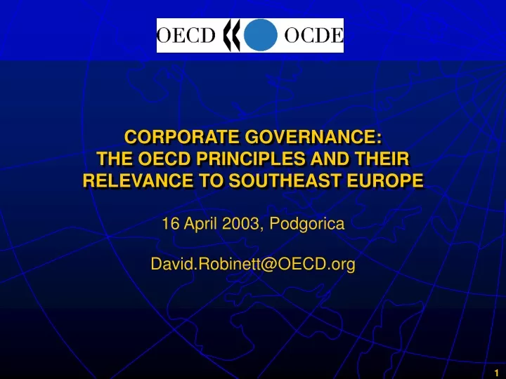 corporate governance the oecd principles and their relevance to southeast europe