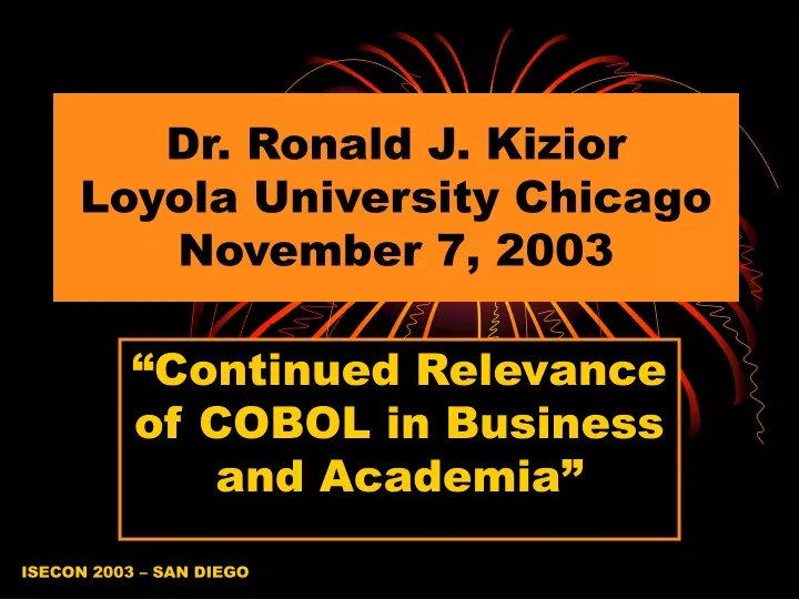 dr ronald j kizior loyola university chicago november 7 2003