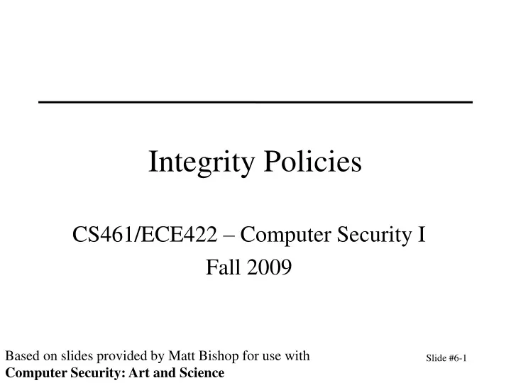 cs461 ece422 computer security i fall 2009