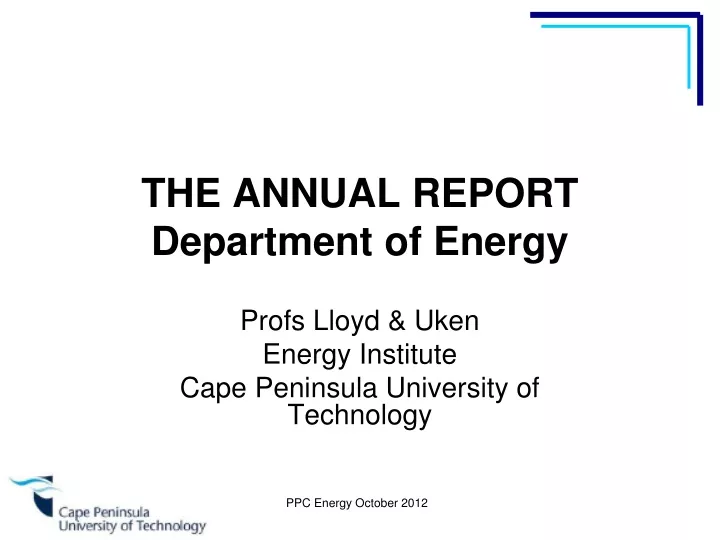 the annual report department of energy