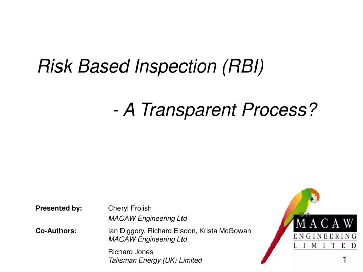 risk based inspection rbi a transparent process