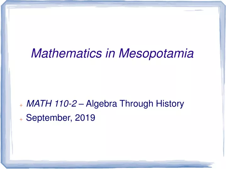 mathematics in mesopotamia