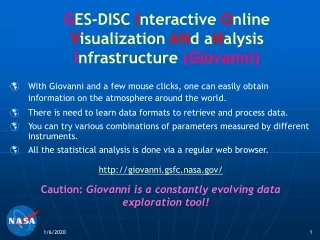 G ES-DISC  I nteractive  O nline V isualization AN d a N alysis  I nfrastructure  ( Giovanni)