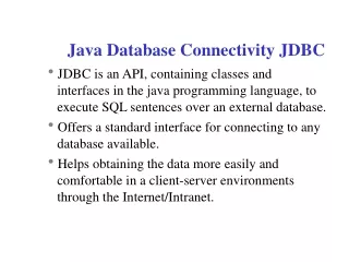 Java Database Connectivity JDBC