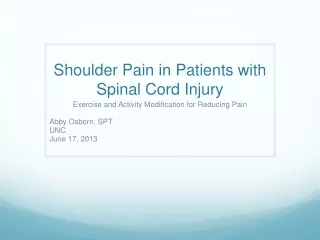 Shoulder Pain in Patients with Spinal Cord Injury