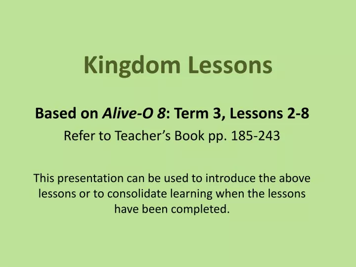 kingdom lessons