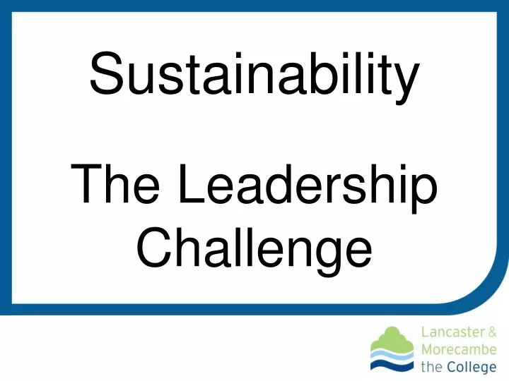 sustainability the leadership challenge