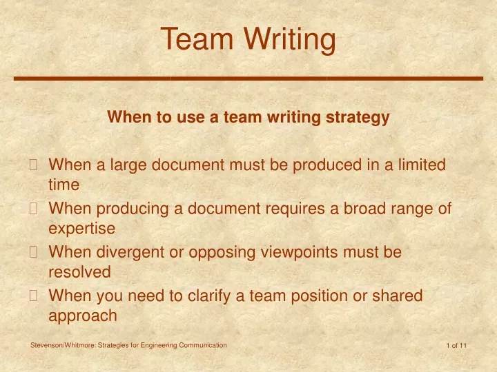 team writing