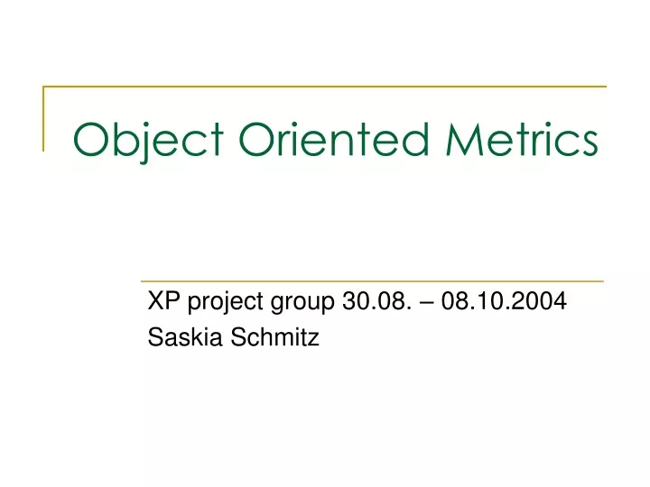 object oriented metrics