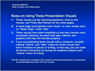 Notes on Using These Presentation Visuals