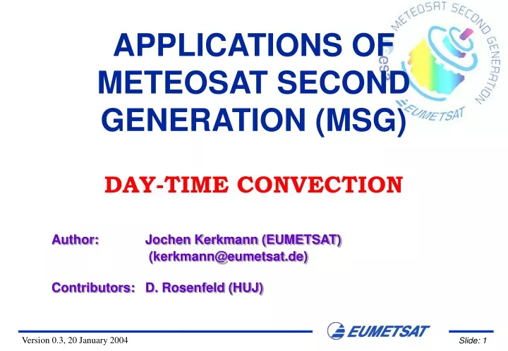 applications of meteosat second generation msg