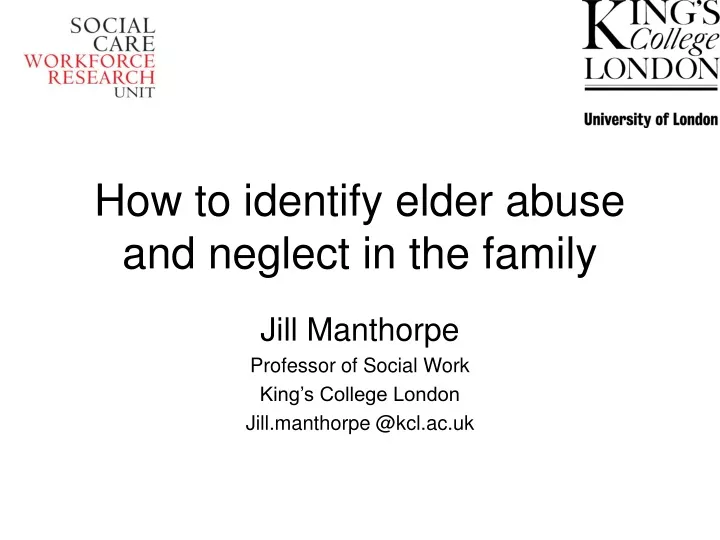 how to identify elder abuse and neglect in the family
