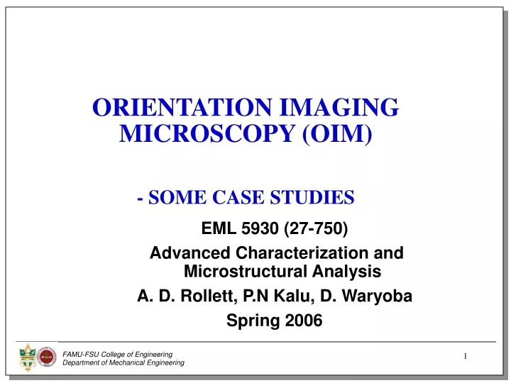 orientation imaging microscopy oim some case studies