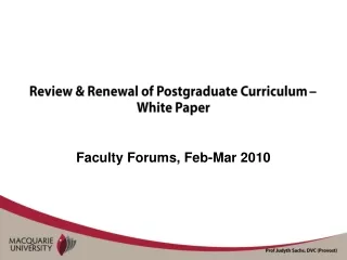 Review &amp; Renewal of Postgraduate Curriculum – White Paper