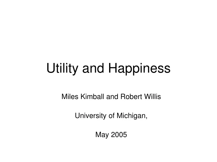 utility and happiness