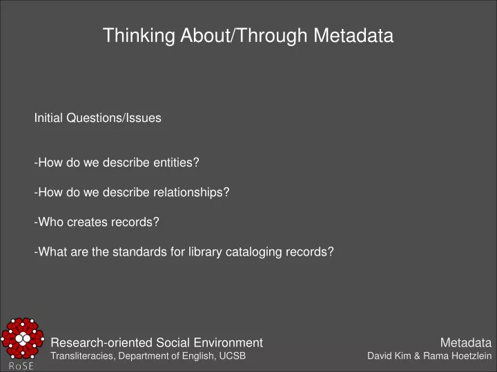 thinking about through metadata