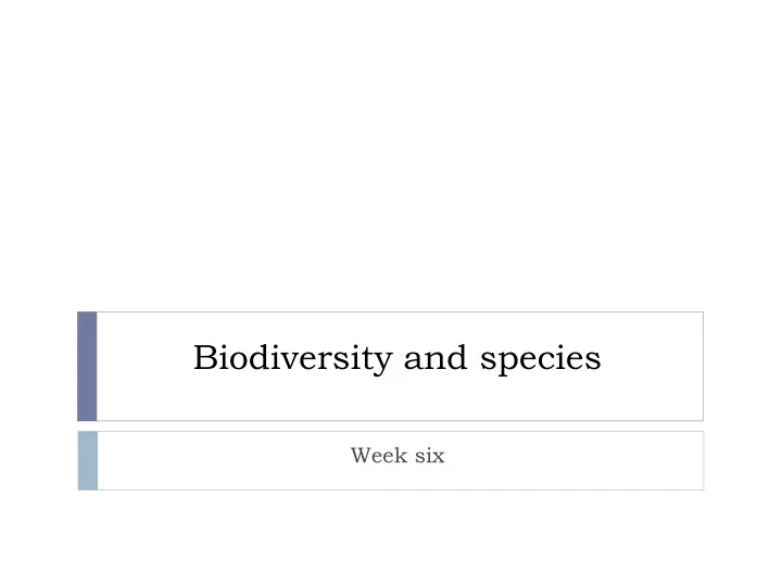 biodiversity and species