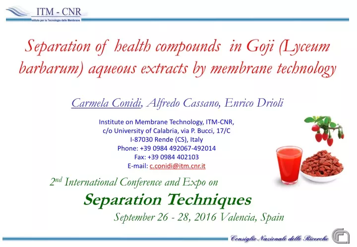 separation of health compounds in goji lyceum