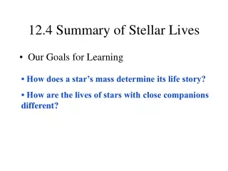 12.4 Summary of Stellar Lives