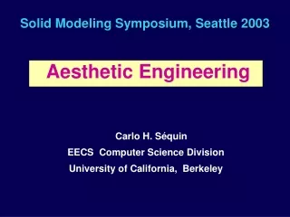 Solid Modeling Symposium, Seattle 2003
