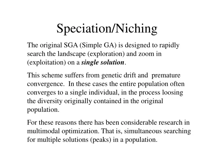 speciation niching