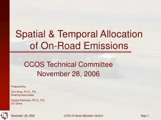 Spatial &amp; Temporal Allocation of On-Road Emissions