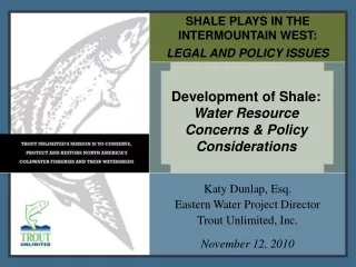 SHALE PLAYS IN THE INTERMOUNTAIN WEST:   LEGAL AND POLICY ISSUES