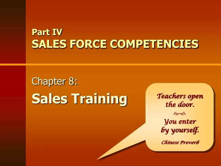 part iv sales force competencies