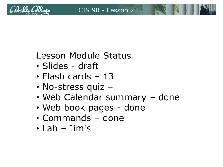 cis 90 lesson 2