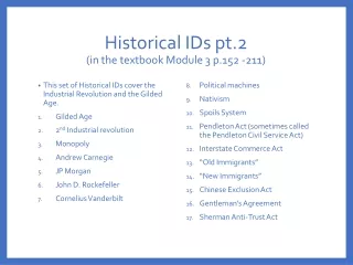 Historical IDs pt.2  (in the textbook Module 3 p.152 -211)