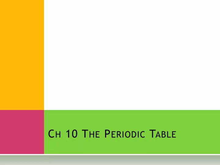 ch 10 the periodic table